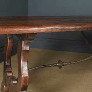 Antique Spanish Basque Solid Oak & Iron 7ft 2” Refectory Kitchen Dining Table (Circa 1890) - yolagray.com