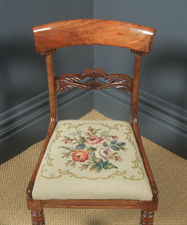 Antique English William IV Set of Four 4 Mahogany Bar Back Dining Chairs (Circa 1835) - yolagray.com