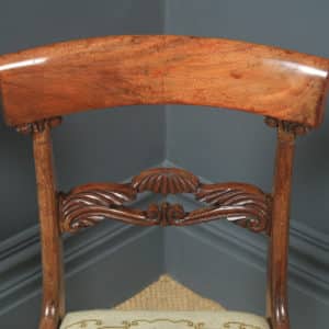 Antique English William IV Set of Four 4 Mahogany Bar Back Dining Chairs (Circa 1835) - yolagray.com
