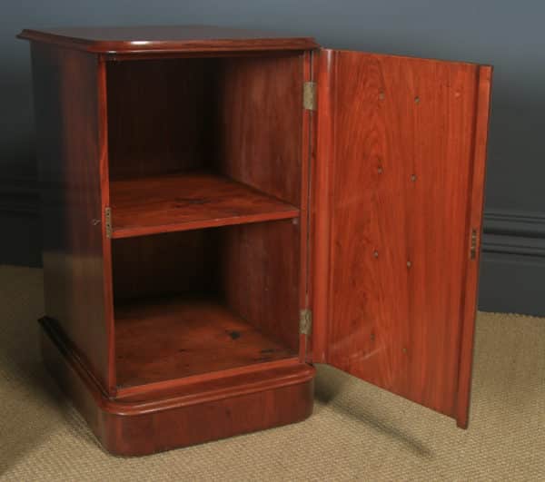 Antique English Pair of Victorian Figured Mahogany Bedside Cupboards / Cabinets / Tables / Nightstands (Circa 1860) - yolagray.com