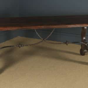 Antique Spanish Basque Solid Oak & Iron 7ft 2” Refectory Kitchen Dining Table (Circa 1890) - yolagray.com