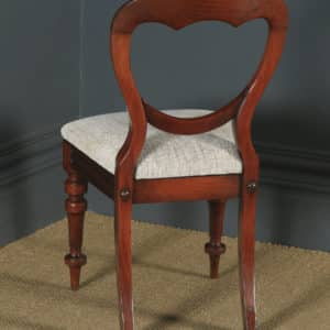 Antique English Victorian Set of 4 Four Mahogany Balloon Crown Back Dining Chairs (Circa 1860) - yolagray.com