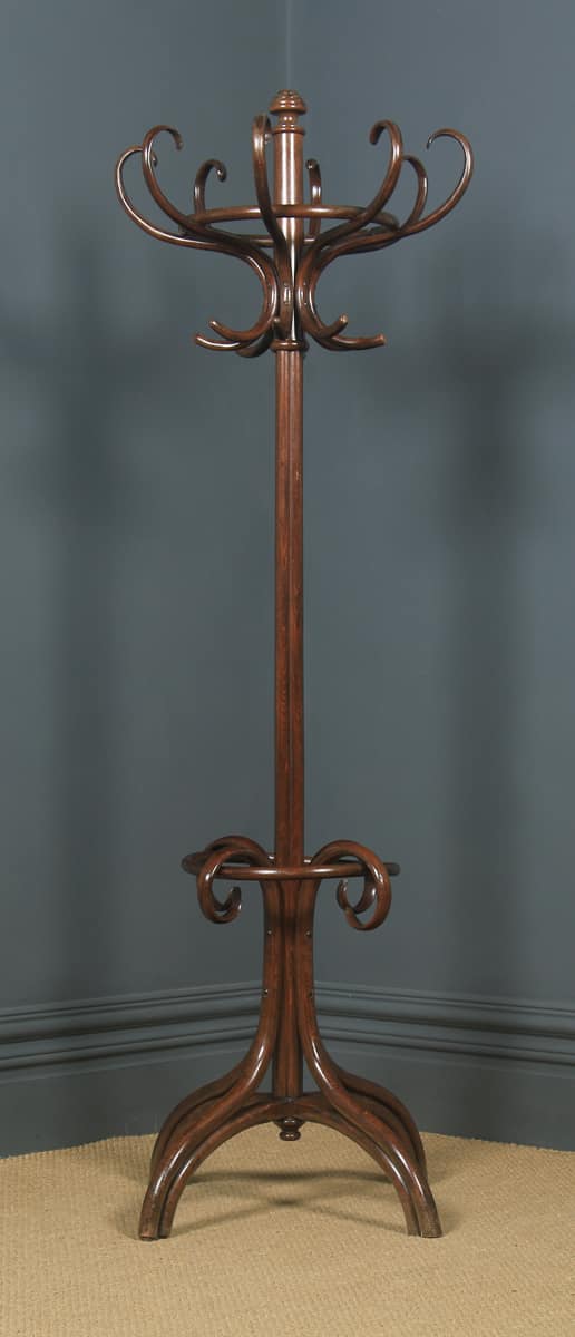 Antique English George V Bentwood Beech Coat, Hat, Stick & Umbrella Hallstand (Circa 1920) - yolagray.com