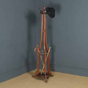Antique Edwardian Mahogany & Brass Arts & Crafts Revolving Coat, Hat, Stick & Umbrella Hall Stand (Circa 1910) - yolagray.com