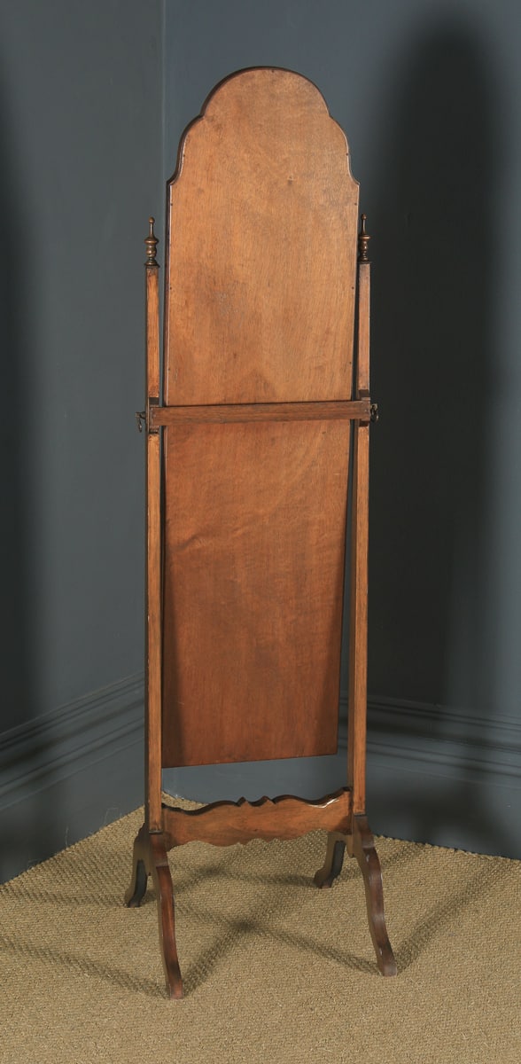 Antique English Queen Anne Style Walnut Floor Standing Cheval / Dressing Mirror (Circa 1910) - yolagray.com