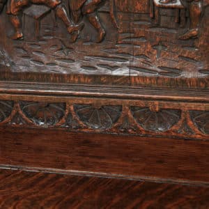 Antique English Victorian Oak Carved Green Man High Back Hall Settle / Monks Bench (Circa 1890) - Photo 10
