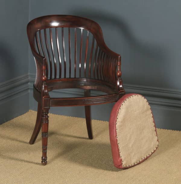 Antique English Victorian Morris & Co. Arts & Crafts Mahogany Occasional Salon Desk Office Arm Chair (Circa 1890) - Photo 14