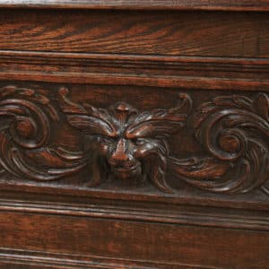 Antique English Victorian Oak Carved Green Man High Back Hall Settle / Monks Bench (Circa 1890) - Photo 16