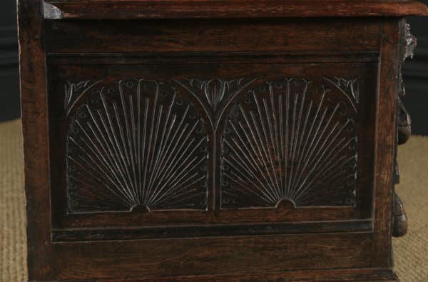 Antique English Victorian Oak Carved Green Man High Back Hall Settle / Monks Bench (Circa 1890) - Photo 22