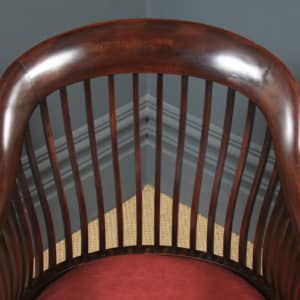 Antique English Victorian Morris & Co. Arts & Crafts Mahogany Occasional Salon Desk Office Arm Chair (Circa 1890) - Photo 6