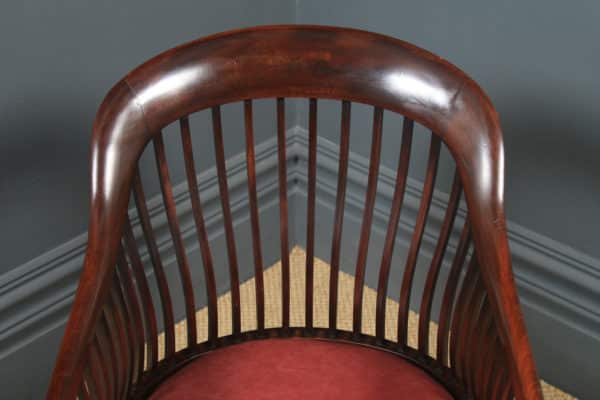 Antique English Victorian Morris & Co. Arts & Crafts Mahogany Occasional Salon Desk Office Arm Chair (Circa 1890) - Photo 6