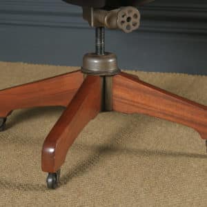 Antique English Art Deco Walnut Revolving Office Desk Arm Chair / Armchair (Circa 1930)