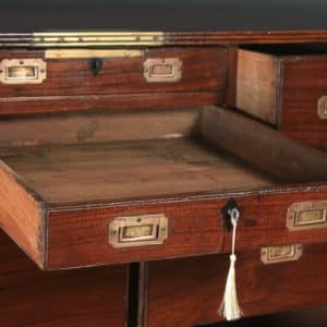 Antique Anglo-Indian Victorian Teak & Brass Military Campaign Chest of Drawers (Circa 1860