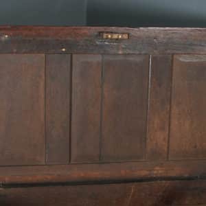 Antique English 17th Century Oak Carved Triple Panel Coffer Chest Blanket Box (Circa 1650)