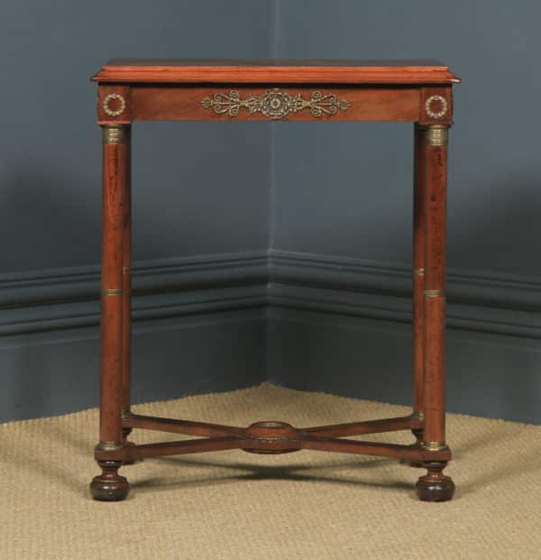 Antique French Empire Burr Walnut & Brass Occasional / Bedside / Nightstand / Side Table (Circa 1860)