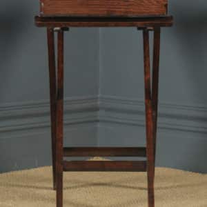 Antique English Victorian Oak Butlers Drinks Tray Table & Stand (Circa 1900)
