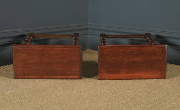 Antique English Pair of 17th Century Style Solid Oak Joint Stools / Occasional Side Tables (Circa 1960)