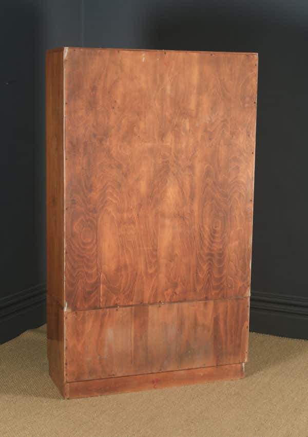 Vintage English Art Deco Walnut Two Door Bow Front Cloud Armoire Wardrobe With Drawers (Circa 1940)