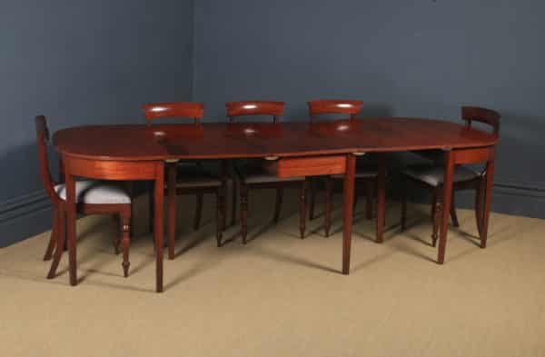 Antique English Georgian Flame Mahogany Extendable ‘D’ End Dining Table Seats 8 Persons (Circa 1800)