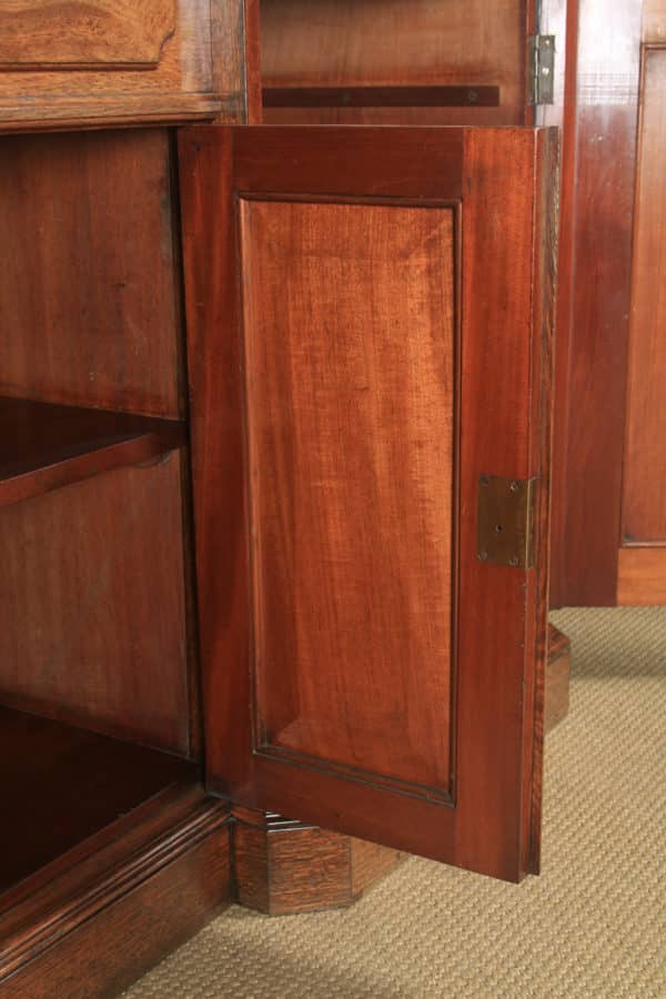 Antique English Victorian Pollard Burr Oak Four Door Sideboard Chiffonier Server (Circa 1860)