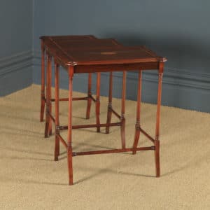 Antique English Regency Style Mahogany Inlaid Nest of Three 3 Tables by Waring & Gillow (Circa 1920)