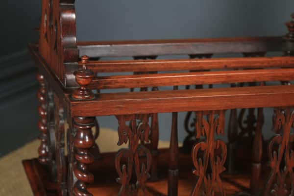 Antique English Victorian Rosewood Two Tier Canterbury Whatnot Magazine / Newspaper / Music Rack / Stand / Tidy (Circa 1860)