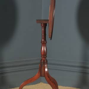 Small Antique English Georgian Mahogany Tripod Circular Pedestal Wine Table (Circa 1800)