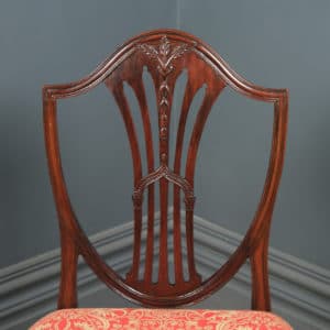Antique Set of Ten 10 English Georgian Hepplewhite Style Shield Back Mahogany Dining Chairs (Circa 1880)