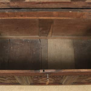 Antique English Late 17th Century Oak Carved Triple Panel Coffer Chest Blanket Box (Circa 1680)