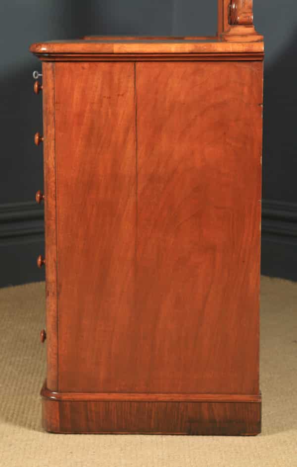 Antique English Victorian Burr Walnut Pedestal Dressing / Vanity Table & Mirror (Circa 1860)