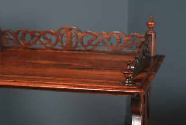Antique English Victorian Rosewood Two Tier Canterbury Whatnot Magazine / Newspaper / Music Rack / Stand / Tidy (Circa 1860)