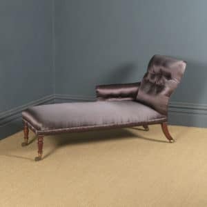 Antique English Regency Mahogany Upholstered Chaise Longue / Day Bed (Circa 1825)