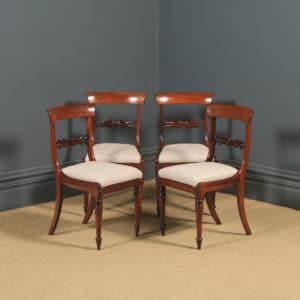 Antique English Georgian Set of Four 4 Rosewood Bar Back Dining Chairs (Circa 1830)