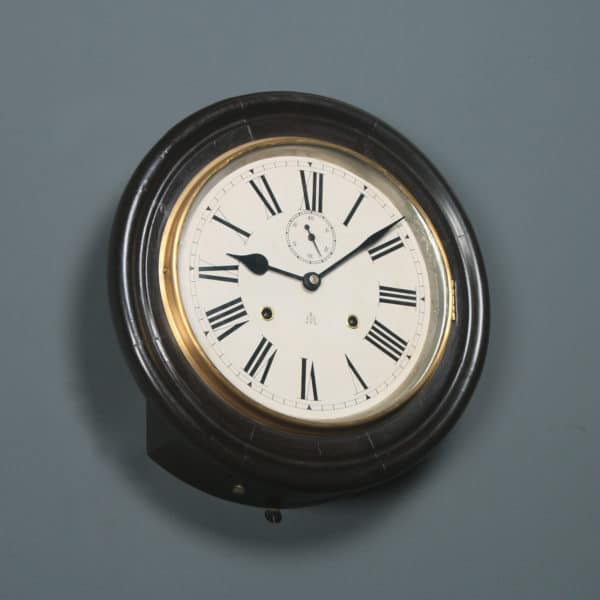 Antique 14" Japanese Welaiti Mahogany Railway Station / School Round Dial Wall Clock (Chiming)