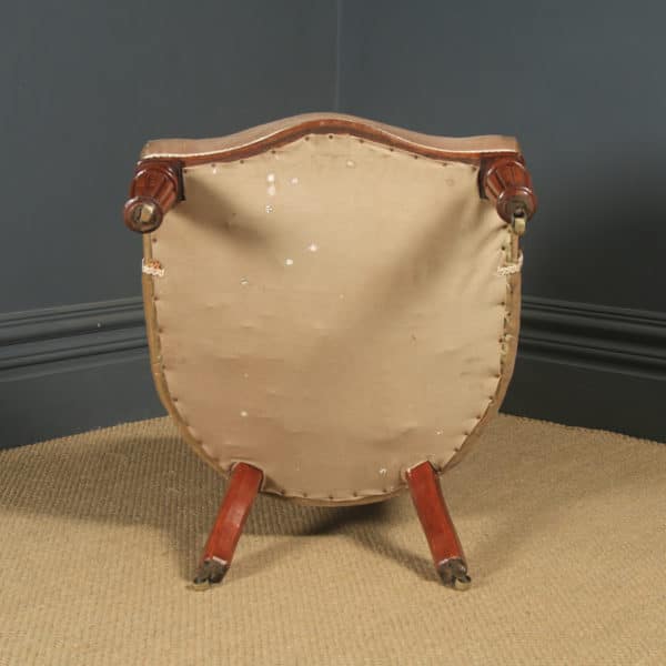 Antique English Victorian Mahogany Upholstered Occasional / Nursing Armchair (Circa 1860)