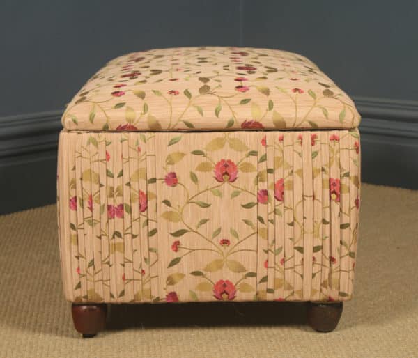 Antique English Edwardian Mahogany Upholstered Ottoman / Seat / Trunk / Chest (Circa 1910)