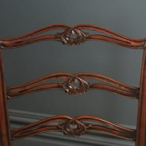 Antique Set of Eight 8 English Georgian Chippendale Style Ribbon Back Mahogany Dining Chairs (Circa 1880)