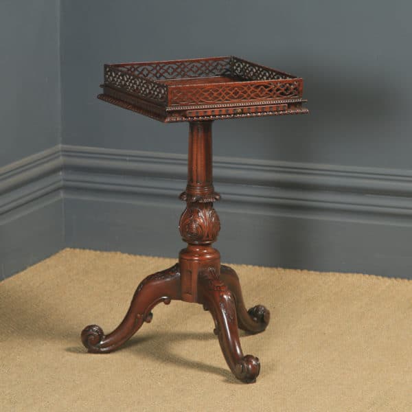 English Chippendale Style Mahogany Silver / Occasional / Lamp Pedestal Table by Gostins of Liverpool (Circa 1970)