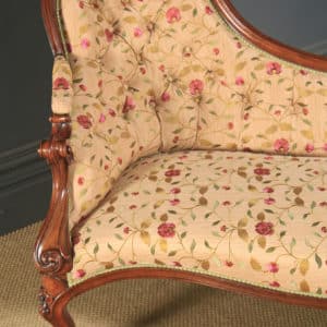 Antique English Victorian Mahogany Upholstered Chaise Longue Sofa Couch (Circa 1850)