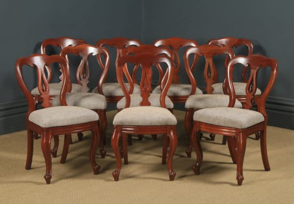 Chairs, Dining, Ten, 10, Victorian, Mahogany, Spear, Back, Balloon, Crown, Bolt, Hall, Boardroom, English, Antique
