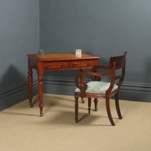 Antique English Georgian Mahogany & Tan Leather Writing Table / Desk (Circa 1830)