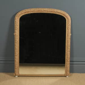 Antique English Victorian Carved Gilt Wall Hanging Overmantle Mirror (Circa 1860)