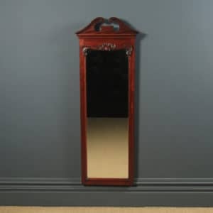 Antique English Victorian Mahogany Rectangular Wall Hanging Dressing Mirror (Circa 1880)