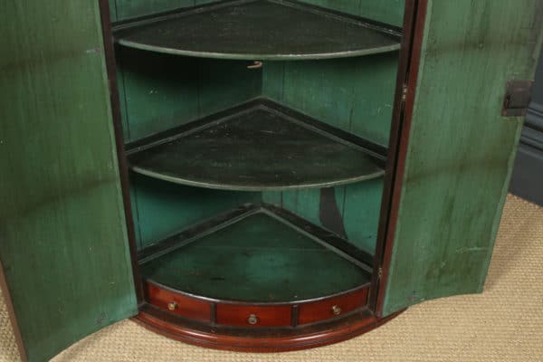 Antique English Georgian Plum Pudding Mahogany Bow Front Corner Cupboard Cabinet (Circa 1800)
