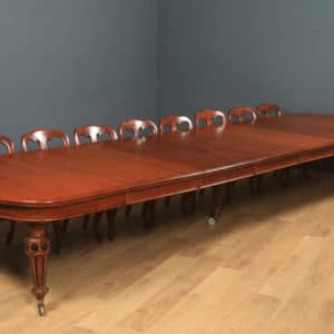 Antique English Victorian 15ft Gillows Pugin Style Extending Oak Dining Boardroom Table Seats 18 People (Circa 1850)
