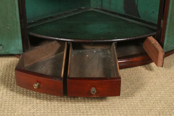 Antique English Georgian Plum Pudding Mahogany Bow Front Corner Cupboard Cabinet (Circa 1800)