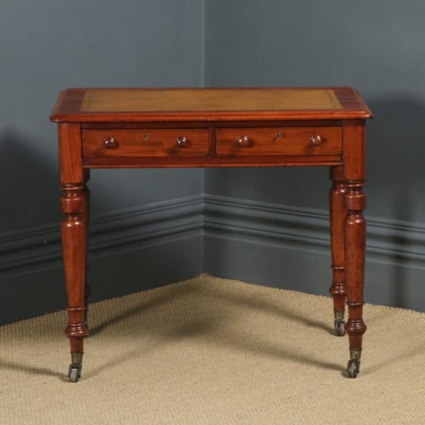 Antique English Georgian Mahogany & Tan Leather Writing Table / Desk (Circa 1830)