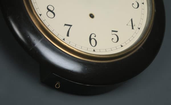 Antique 16″ Mahogany Ansonia Railway Station / School Round Dial Wall Clock (Timepiece)