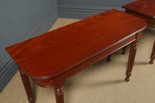 Antique English Pair of Georgian Mahogany Console Side Hall Occasional Tables (Circa 1825)