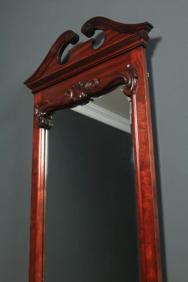 Antique English Victorian Mahogany Rectangular Wall Hanging Dressing Mirror (Circa 1880)